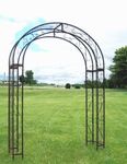 Wrought Iron XL Round Top Arbor - Metal Flower Garden Arch