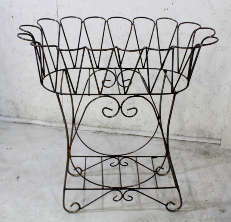 Olive Wrought Iron Oval Plant Stand Decorative Container