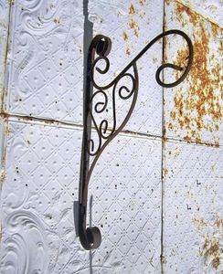Sturdy Wrought Iron Patio Wall Bracket - Flower Basket Holder 