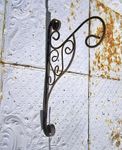 Sturdy Wrought Iron Patio Wall Bracket - Flower Basket Holder 