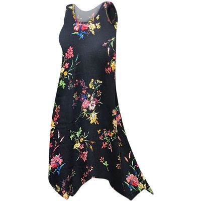 CLOSEOUT CLEARANCE! Plus Size Black Colorful Canvas Sharktail Hem Swimsuit Cover Up Dress with Pockets 5x