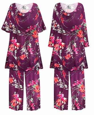 Plus Size Burgundy Floral Rayon Pajama Set � 2 Piece Women�s Sleepwear & Lounge Set XL-9X