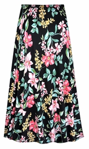 Plus Size Black Tropical Brushed Maxi Skirt (XL-9X) Customizable Length