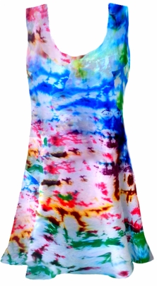 CLOSEOUT CLEARANCE! Color Splash Tie Dye Plus Size & Supersize X-Long Tank Top 2x