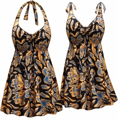 CLOSEOUT CLEARANCE! Neon Orange Floral Print Plus Size Swimsuit/SwimDress 3x/4x