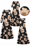CLOSEOUT CLEARANCE! Plus Size Black & Pink Floral CRUSH VELVET Print Short or Long Sleeve Dresses & Tanks 0x 2x 3x