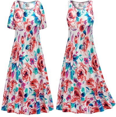 CLOSEOUT CLEARANCE! Plus Size Floral Slinky Print Short or Long Sleeve Dresses & Tanks XL 1x