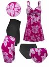 SOLD OUT! ! Plus Size Fuchsia Lehua Print Princess Swimdress Customizable 4x