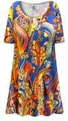 CLOSEOUT CLEARANCE! Plus Size Power Paisley Print Extra Long Poly/Cotton T-Shirts XL 2x/3x