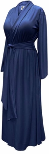 CLOSEOUT CLEARANCE! Navy Plus Size Robe with Attached Belt! Poly/Cotton, Soft Rayon or Softer Brushed Jersey Knit Robes Lg XL 1x 2x 3x