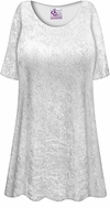 SOLD OUT! CLOSEOUT CLEARANCE! Plus Size White Crush Velvet Top A/Line Extra Long Sizes 0x 2x 4x