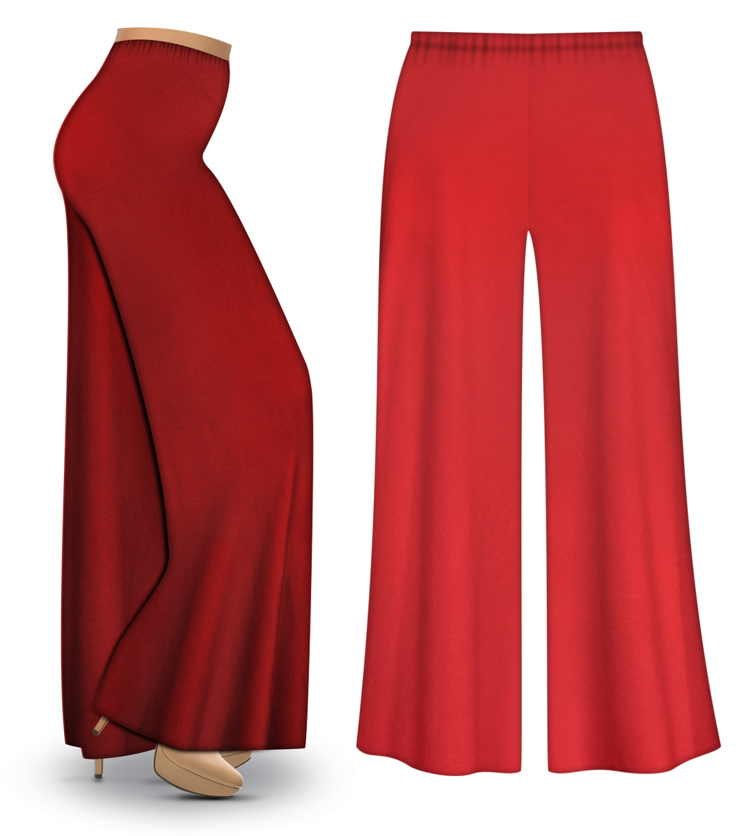 SOLD OUT! Plus Size Red Wide Leg Palazzo Pants in Slinky, Velvet or Cotton  Fabric 3x