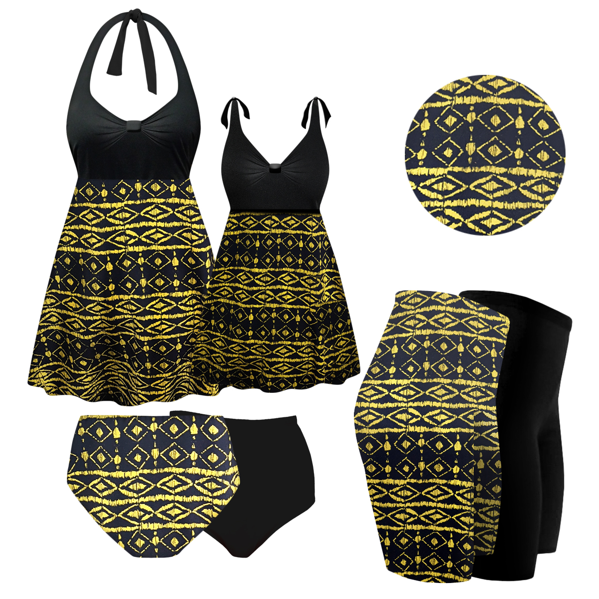 SOLD OUT! CLOSEOUT CLEARANCE! Womens Swimwear Sunny Diamonds TwoPiece Black Halter or Shoulder