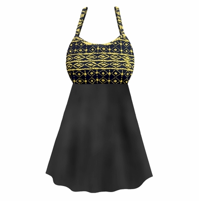 CLOSEOUT CLEANCE! Plus Size Womens Swimsuit Sunny Diamonds Two-Piece Babydoll Swimdress with Short or Panty Bottom 0x