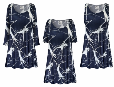 CLOSEOUT CLEARANCE! Beautiful Customizable Plus Size & Supersize Midnight Contrails Black & White Slinky Tops Tunics Tanks Blouses 5x