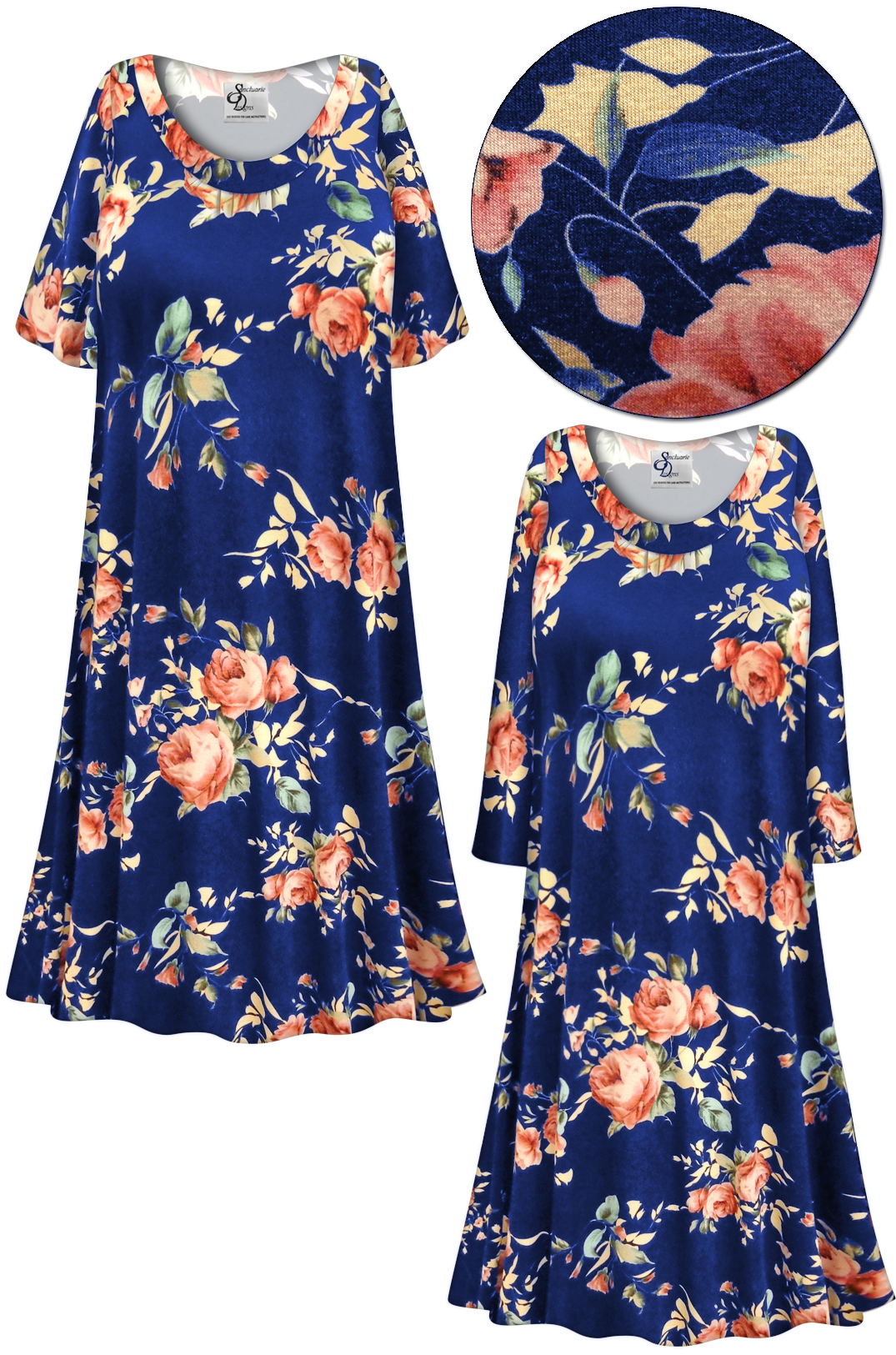 CLOSEOUT CLEARANCE! Navy Romantic Rose, Sand Color Plus Size