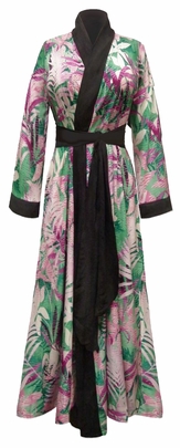 CLOSEOUT CLEARANCE! Plus Size Bamboo Daze Print Lightweight Silky Robe with Attached Belt LG 3x/4x
