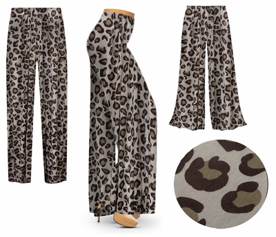 CLOSEOUT CLEARANCE! Plus Size & Supersize Customizable Leopard Noir Print Cotton Women's Palazzo Pants & Tapered Pants 9x