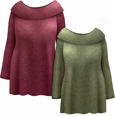 CLOSEOUT CLEARANCE! Plus Size Warm, Soft & Cozy Extra Wide Cowl Neck Sweater In Olive Or Burgundy Size 4x