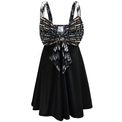 CLOSEOUT CLEARANCE! Plus Size Women's Sweetheart Sound Wave Black Skirt 2pc Swimdress 3x