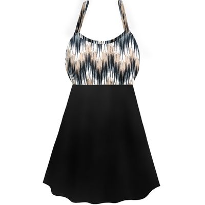 CLOSEOUT CLEARANCE! Plus Size Women's Swimsuit Sound WaveTwo-Piece Babydoll Swimdress 1x 2x