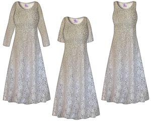 NEW! Customizable Beautiful Plus Size & Supersize Champagne Stretch Lace Dresses 1x - 9x