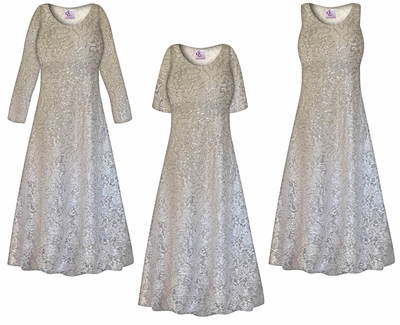 NEW! Customizable Beautiful Plus Size & Supersize Champagne Stretch Lace Dresses 1x - 9x