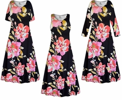 NEW! Large Pink Flowers Rayon Jersey Floral Dress - Plus Size 0x-9x