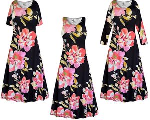 NEW! Large Pink Flowers Rayon Jersey Floral Dress - Plus Size 0x-9x