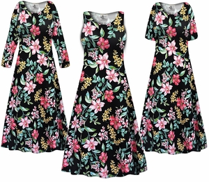 Plus Size Black Tropical Floral Maxi Dress - Soft Brushed Fabric, Custom Fit