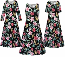 Plus Size Black Tropical Floral Maxi Dress - Soft Brushed Fabric, Custom Fit