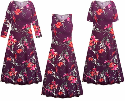 Plus Size Burgundy Floral Maxi Dress � Customizable A-Line Jersey Dress XL-9X