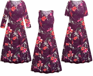 Plus Size Burgundy Floral Maxi Dress � Customizable A-Line Jersey Dress XL-9X