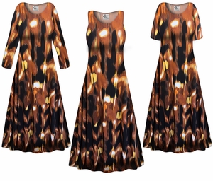 Plus Size Autumn Ember Slinky Dress � Sleeveless, Short & 3/4 Sleeve XL-9X