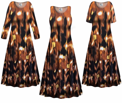 Plus Size Autumn Ember Slinky Dress � Sleeveless, Short & 3/4 Sleeve XL-9X