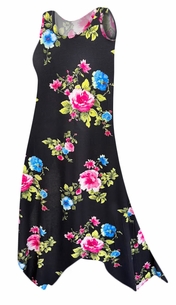 Plus Size Shark Tail Dress � Women's Rayon Beach Cover Up, Sleeveless Floral Lounge Dress, Casual Summer Resort Maxi Dress | XL-9X 