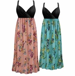SALE! Customizable Plus Size Coral or Sea Foam Floral Crinkle Satiny Empire Waist Dress 0x 1x 2x 3x 4x 5x 6x 7x 8x