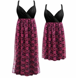 SALE! Customizable Black & Pink Floral Lace Plus Size Lined Empire Waist Dress 0x 1x 2x 3x 4x 5x 6x 7x 8x