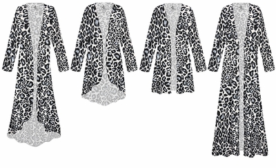 Plus Size Leopard Print Customizable Jacket Duster | Slinky Poly-Spandex Short Sleeve Blouse | XL-9X