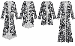 Plus Size Leopard Print Customizable Jacket Duster | Slinky Poly-Spandex Short Sleeve Blouse | XL-9X