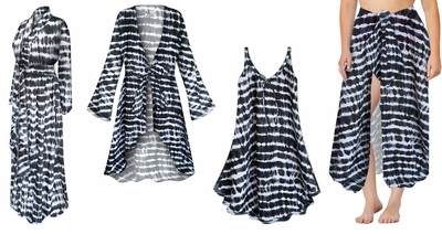 SOLD OUT! 2155 Plus Size Black & White Shibori Tie Dye Print Jackets, Tops, Robe's & Sarongs Customizable Sizes Lg to 9x