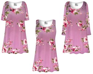 NEW! Beautiful Customizable Plus Size & Supersize Romantic Mauve Roses Slinky Tops Tunics Tanks Blouses 1x - 9x