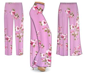 NEW! Beautiful Customizable Plus Size & Supersize Romantic Mauve Roses Slinky Pants - Tapered - Palazzo - Capri 1x to 9x