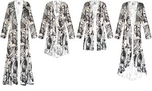 NEW! Beautiful Plus Size & Supersize Shimmery Black and White Paisley Mosaic Slinky Customizable Jackets & Dusters 1x to 9x