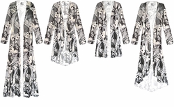 NEW! Beautiful Plus Size & Supersize Shimmery Black and White Paisley Mosaic Slinky Customizable Jackets & Dusters 1x to 9x