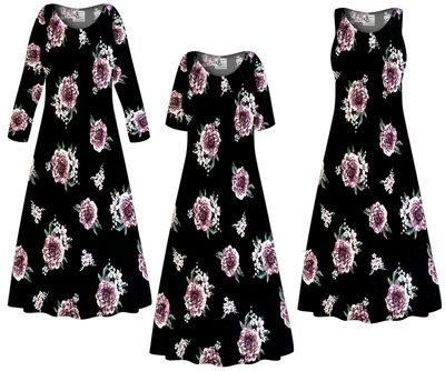 NEW! Customizable Plus Size Bella Floral Print Short or Long Sleeve Rayon Dresses & Tanks - Sizes XL 1x 2x 3x 4x 5x 6x 7x 8x 9x