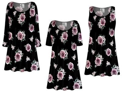NEW! Customizable Plus Size Bella Floral Print Short or Long Sleeve Rayon Tops - T-Shirts & Tank Tops - Sizes XL 1x 2x 3x 4x 5x 6x 7x 8x 9x