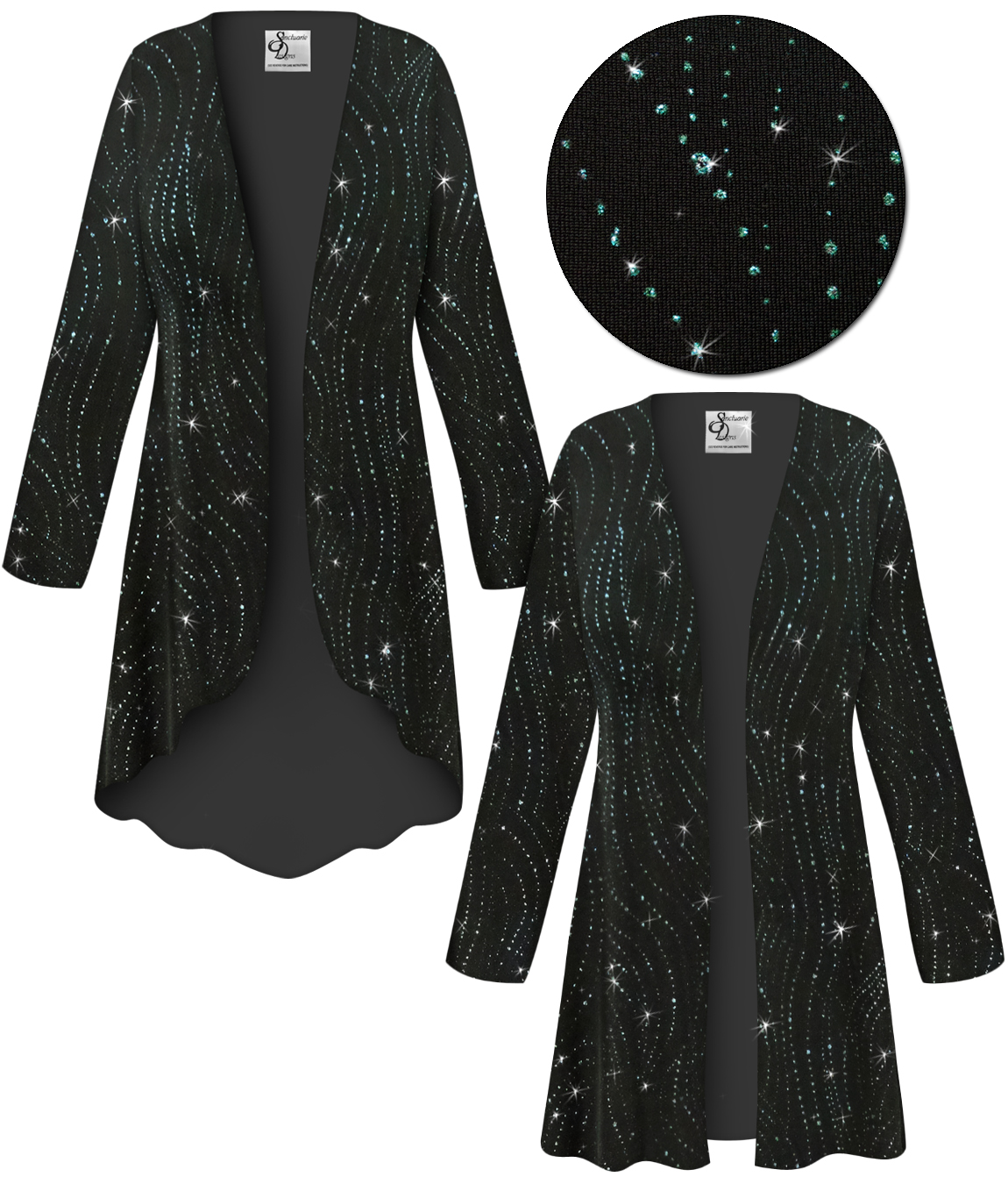 SOLD OUT! Customizable Plus Size Black with Teal Glitter Waves Slinky