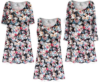 NEW! Customizable Plus Size Orange Blossom Cotton Print Short or Long Sleeve Tops - T-Shirts & Tank Tops - Sizes XL 1x 2x 3x 4x 5x 6x 7x 8x 9x