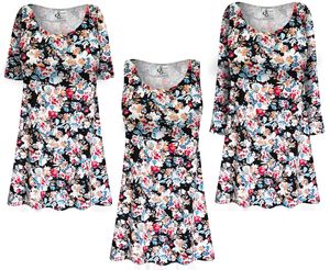 NEW! Customizable Plus Size Orange Blossom Cotton Print Short or Long Sleeve Tops - T-Shirts & Tank Tops - Sizes XL 1x 2x 3x 4x 5x 6x 7x 8x 9x